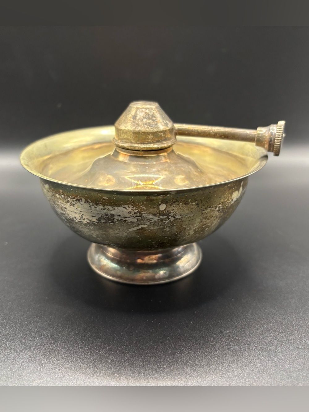 Vintage Silver Plate by Herald Spirit Burner Lamp with Snuffer Control Arm